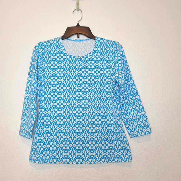 J. McLaughlin Tops - J.Mclaughlin Geometric Print Catalina Cloth 3/4 Sleeves Top Size Small